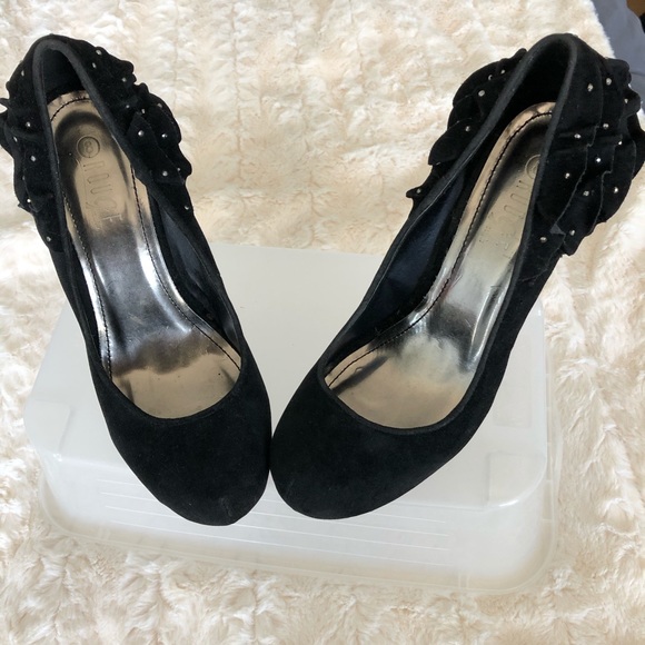 Rouge Helium Black Velvet Heels Size 8 - Picture 2 of 5
